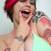 Chubby alt girl Dors Feline undresses her bikini to show off her huge rack & tight sex-hole